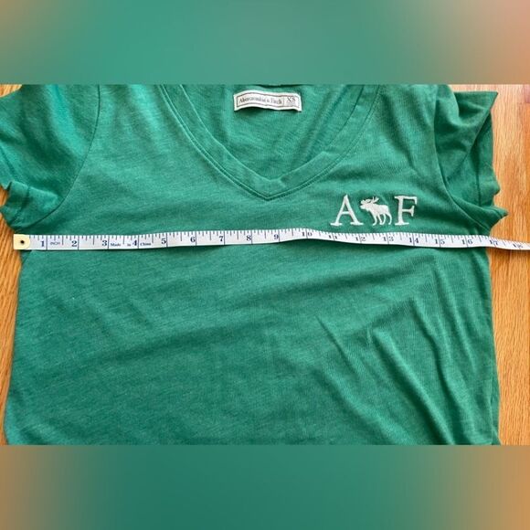 Abercrombie Green V Neck Short Sleeve Tee Shirt Y2K Size XS - Picture 6 of 7